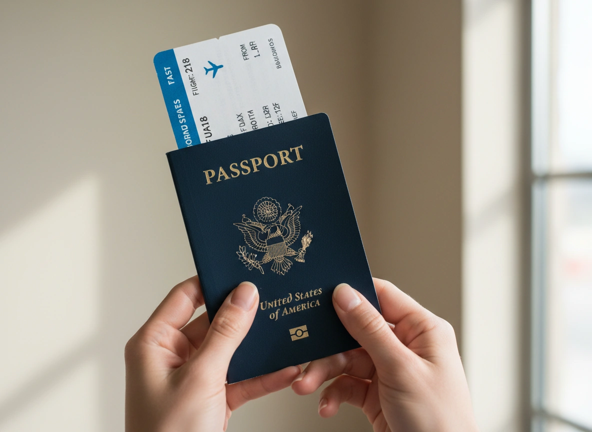 Passport and travel documents representing financial aid and international study preparation
